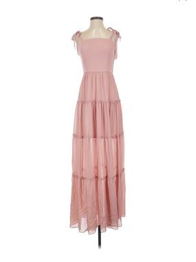 Dress the Population Blush Pink Tie-Strap Tiered Maxi Dress